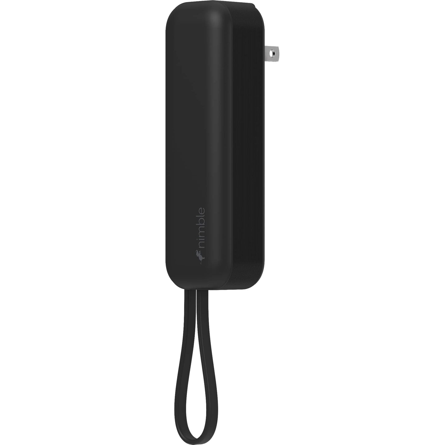 Right View of Black Wally Pro 20 5000 mAh Powerbank and Wall Charger plain