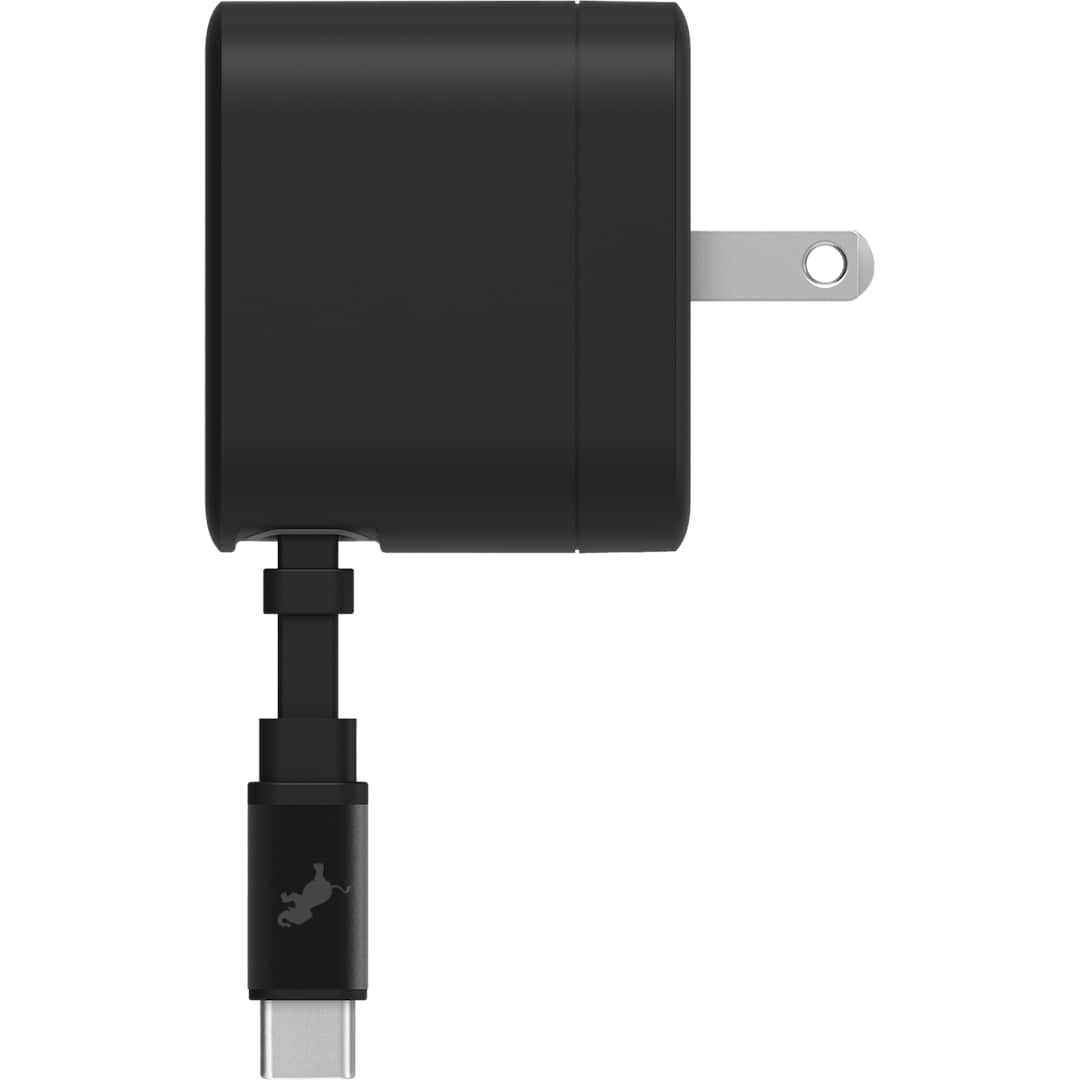 Right View of Black Wally Stretch 35 Wall Charger with cable