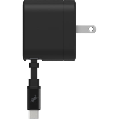 Right View of Black Wally Stretch 35 Wall Charger with cable