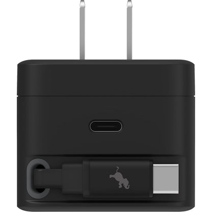 Right View of Black Wally Stretch 35 Wall Charger with cable