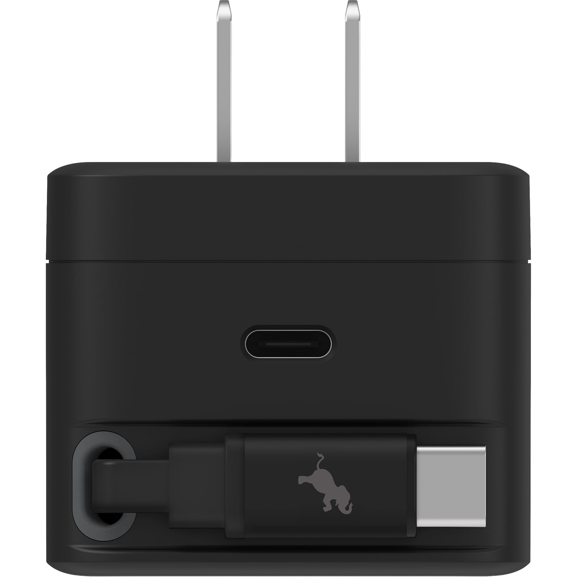 Right View of Black Wally Stretch 35 Wall Charger with cable