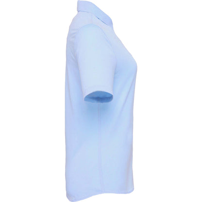 Right View of Blue TATRA Eco Short Knit Button Up Sleeve Shirt - Women's plain
