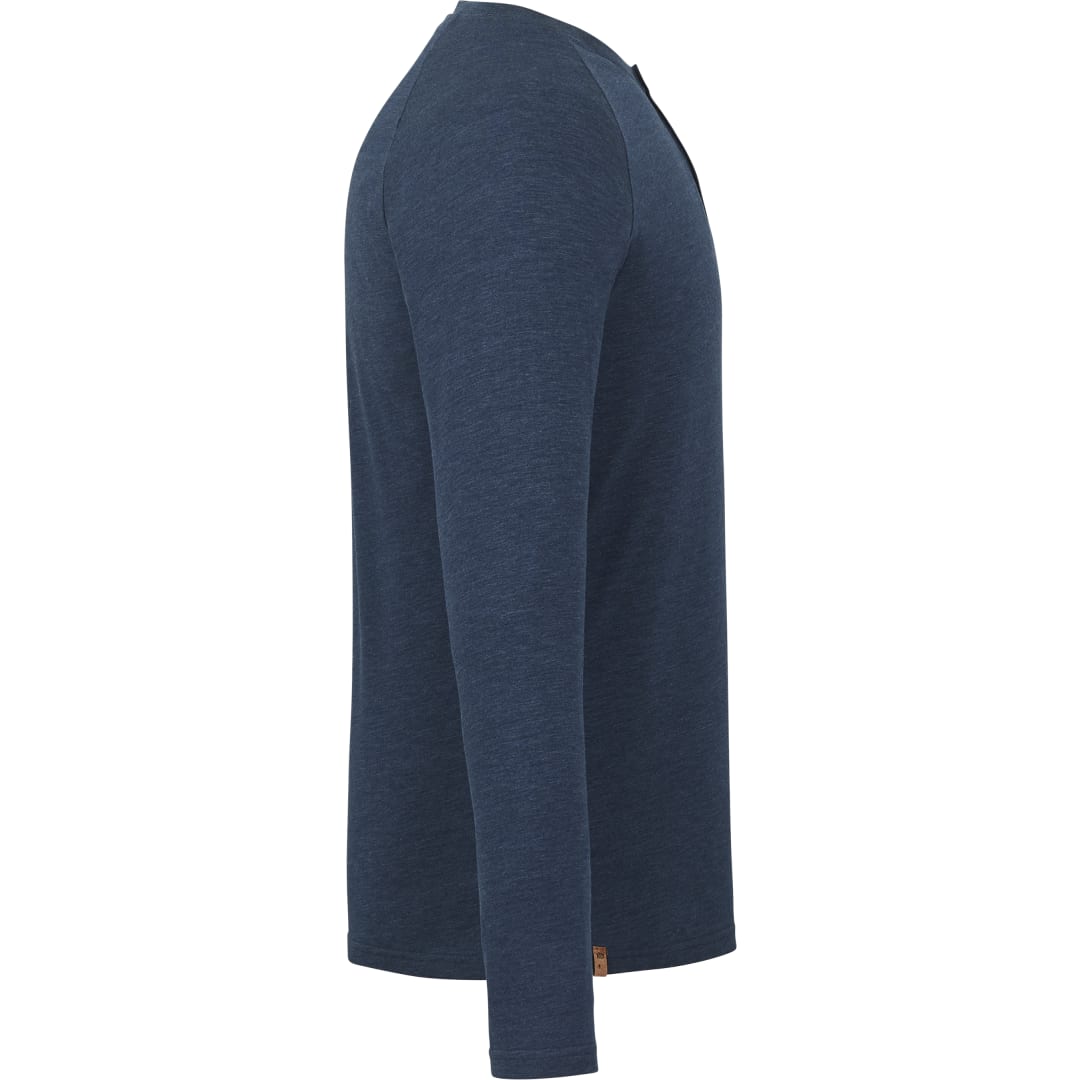 Right View of Blue tentree TreeBlend Classic Henley Longsleeve - Men's plain