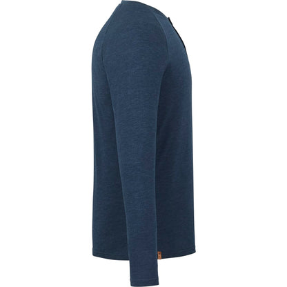 Right View of Blue tentree TreeBlend Classic Henley Longsleeve - Men's plain