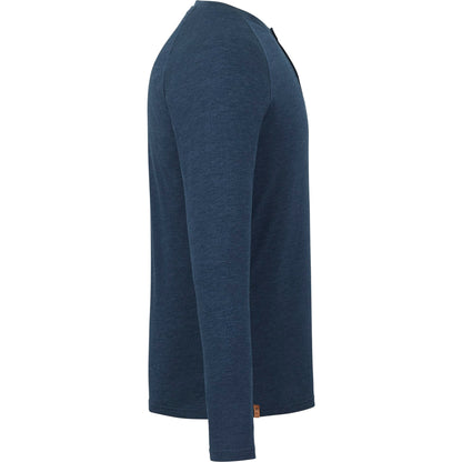 Right View of Blue tentree TreeBlend Classic Henley Longsleeve - Men's plain