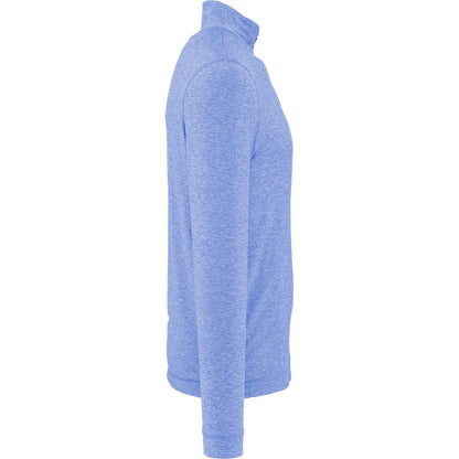 Right View of Blue WELLABLE Men's Knit 1/4 Zip plain