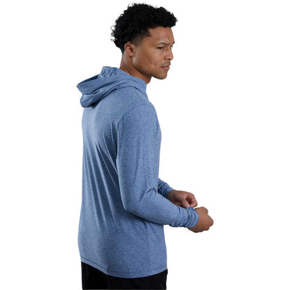 Right View of Blue WELLABLE Men's Knit Hoodie plain