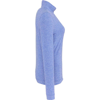 Right View of Blue WELLABLE Women's Knit 1/4 Zip plain