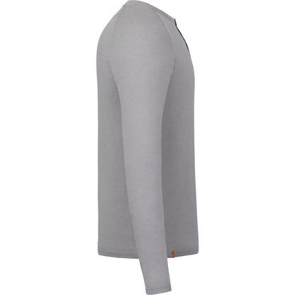 Right View of Gray tentree TreeBlend Classic Henley Longsleeve - Men's plain
