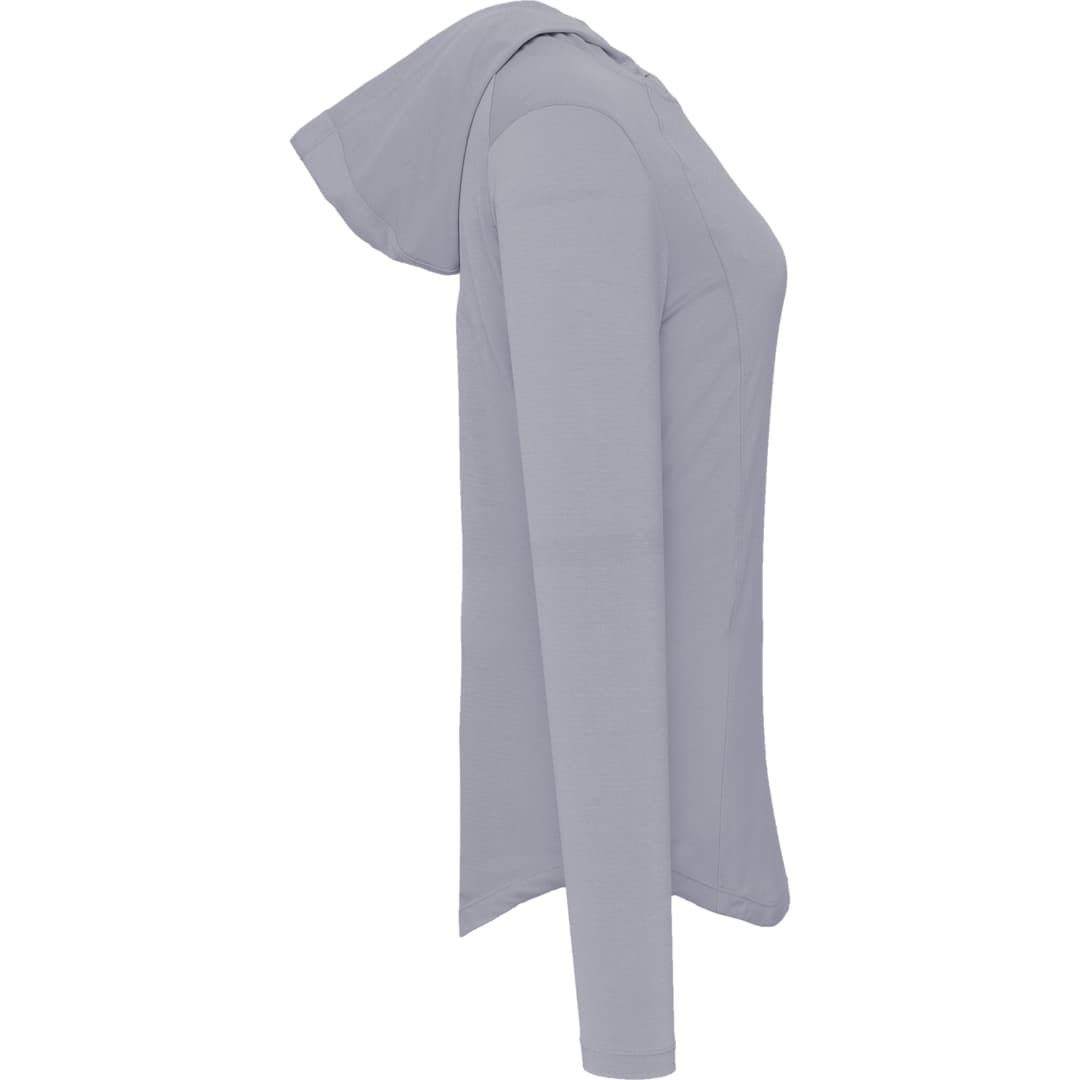 Right View of Grey IZU Everything Performance Hoodie - Women's plain
