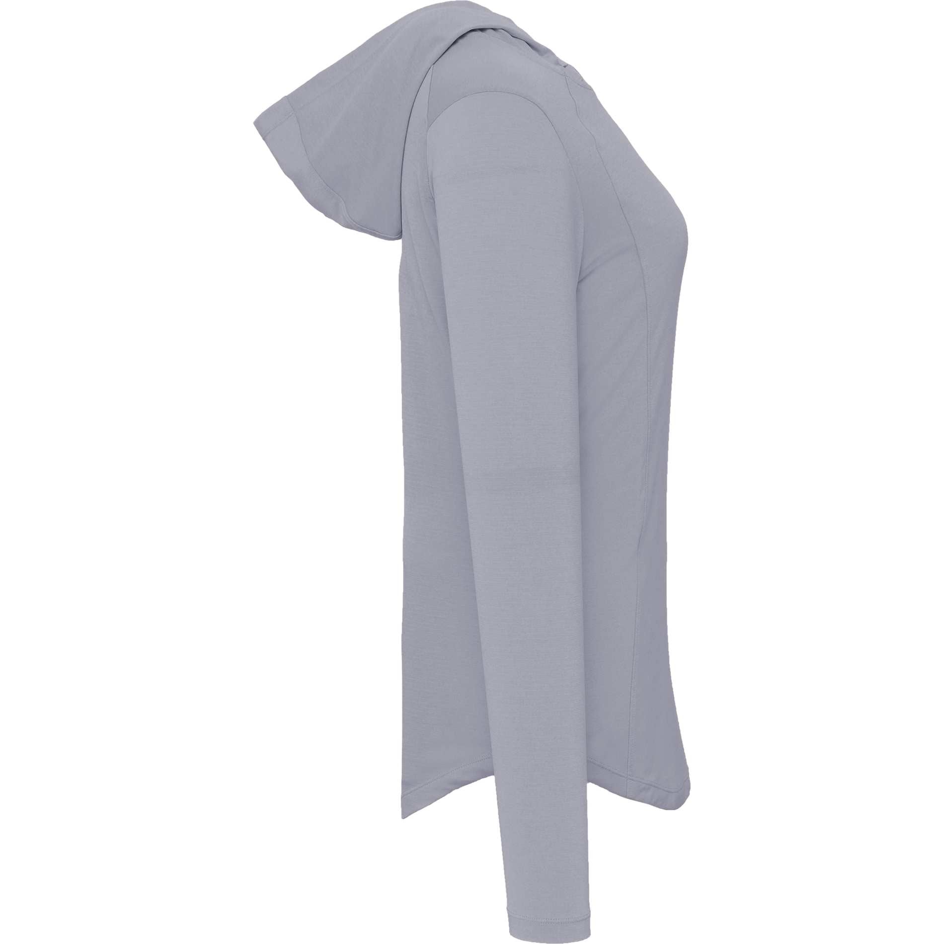 Right View of Grey IZU Everything Performance Hoodie - Women's plain