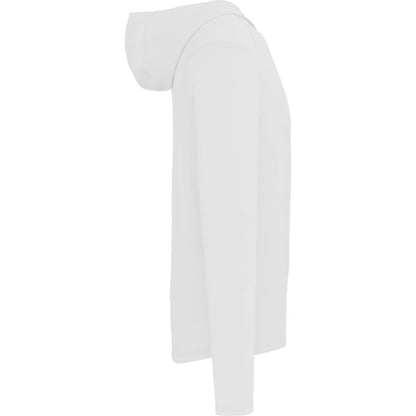 Right View of White IZU Everthing Performance Hoodie - Men's plain
