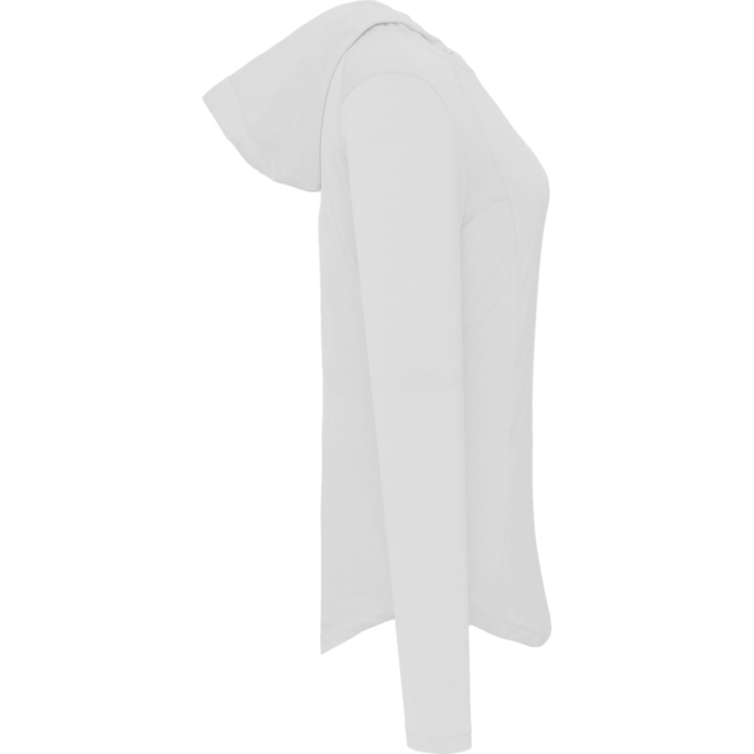 Right View of White IZU Everything Performance Hoodie - Women's plain