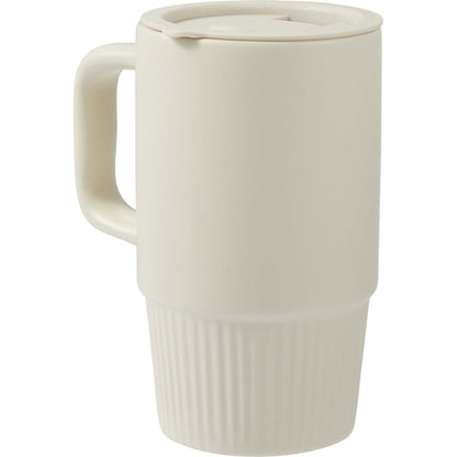 Tan Camden 13oz Ceramic Mug w/ Lid plain