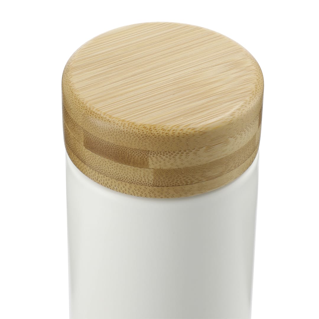 White Arlo Ceramic Tumbler with Bamboo lid 11oz