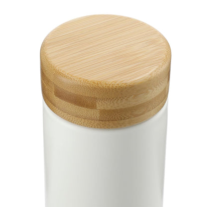 White Arlo Ceramic Tumbler with Bamboo lid 11oz