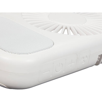 White Audio Breeze Desktop Fan with Bluetooth Speaker