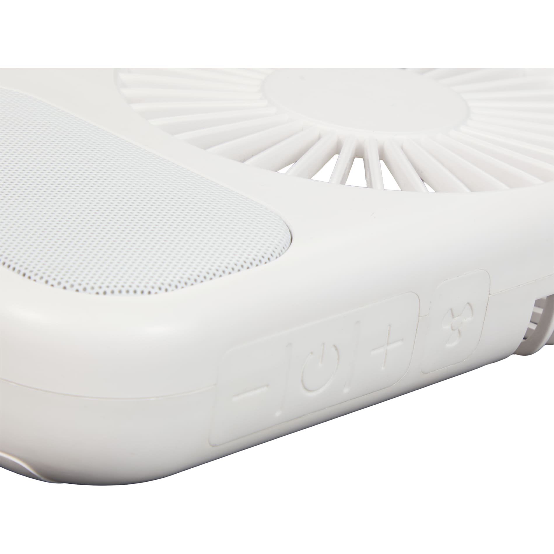 White Audio Breeze Desktop Fan with Bluetooth Speaker