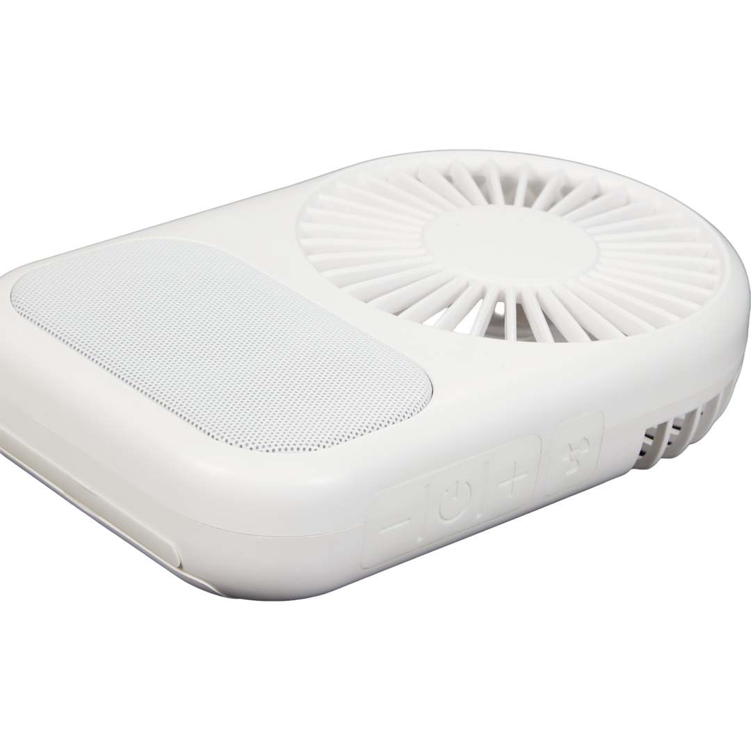 White Audio Breeze Desktop Fan with Bluetooth Speaker