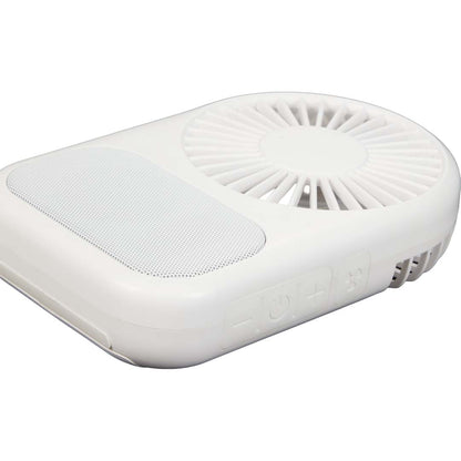 White Audio Breeze Desktop Fan with Bluetooth Speaker