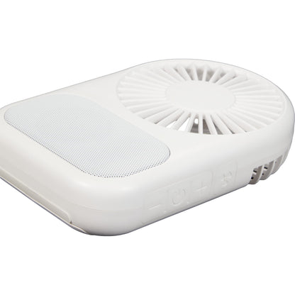 White Audio Breeze Desktop Fan with Bluetooth Speaker