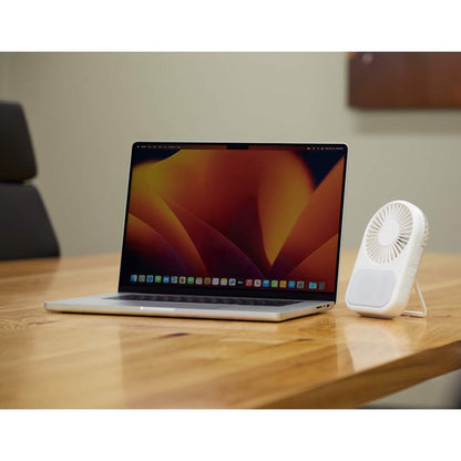 White Audio Breeze Desktop Fan with Bluetooth Speaker