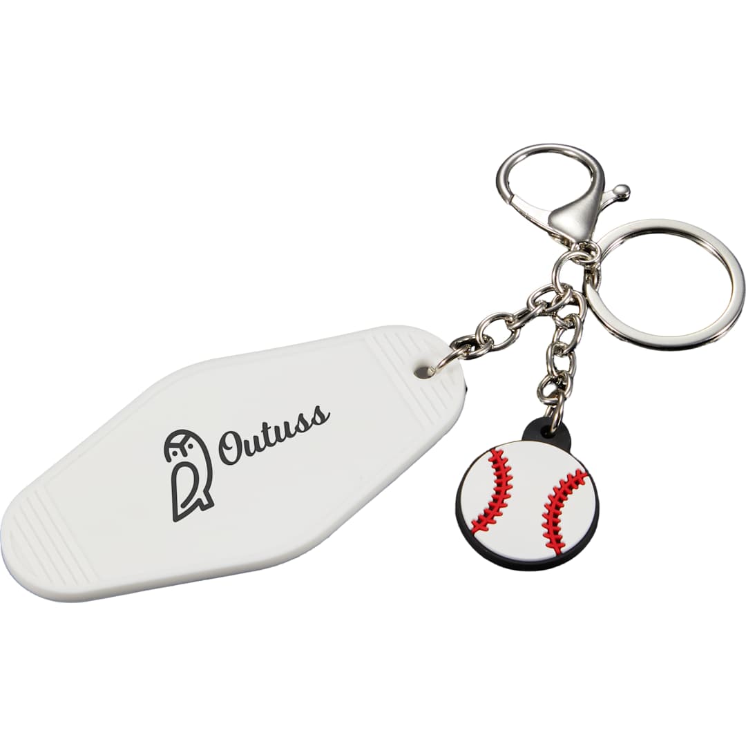 White Baseball Motel Keychain