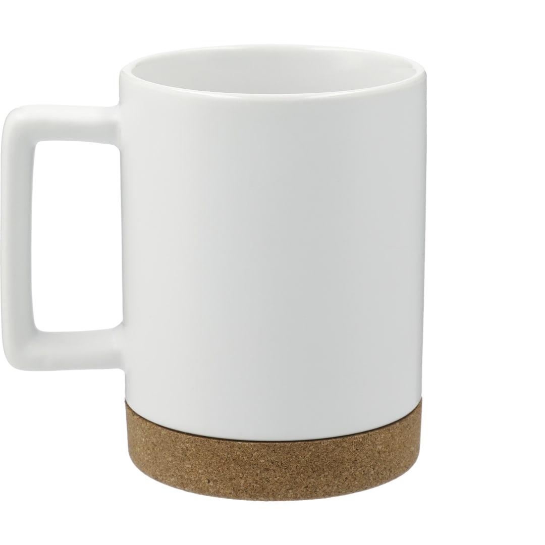 White Bates 15oz Ceramic Mug w/ Cork Base plain