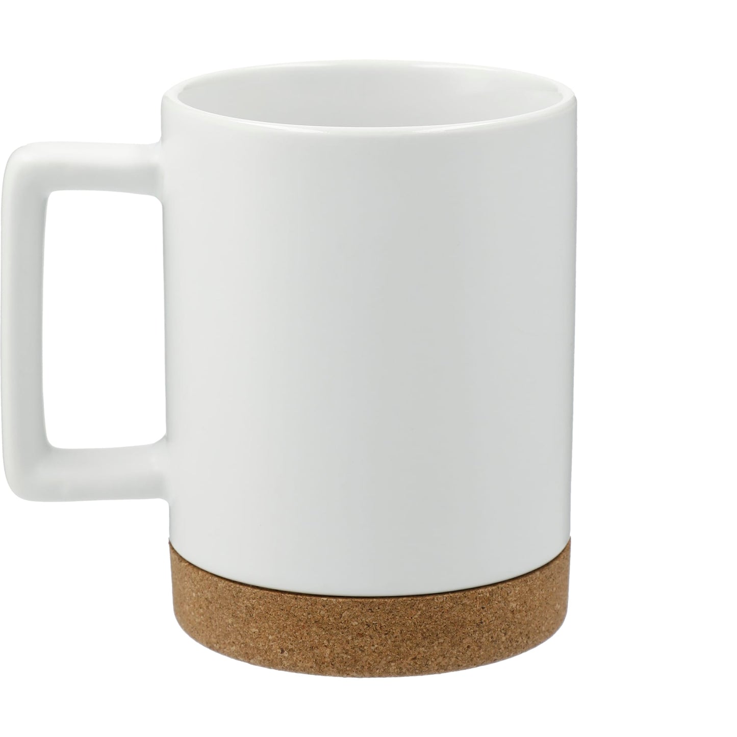 White Bates 15oz Ceramic Mug w/ Cork Base plain