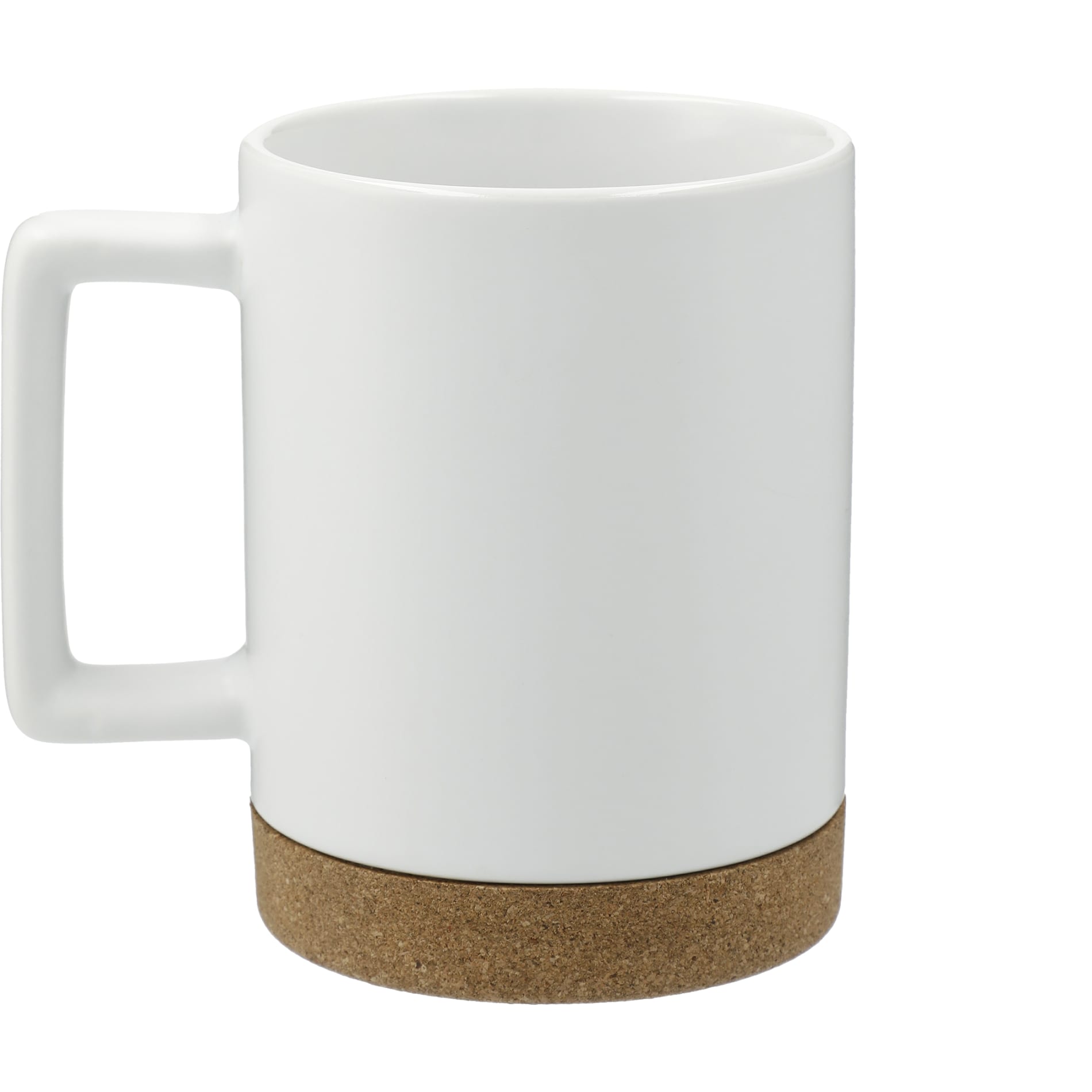 White Bates 15oz Ceramic Mug w/ Cork Base plain