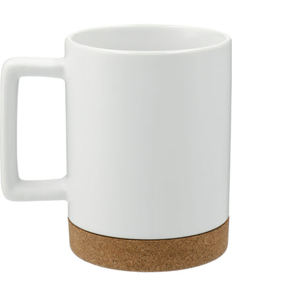 White Bates 15oz Ceramic Mug w/ Cork Base plain