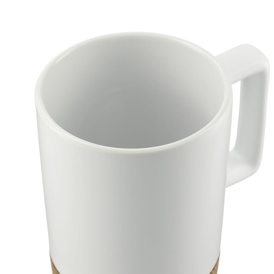 White Bates 15oz Ceramic Mug w/ Cork Base