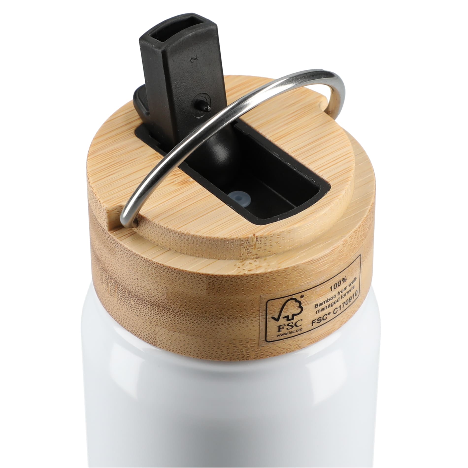 White Billy 26oz ECO Aluminum Bottle w/ FSC® Bamboo Lid plain