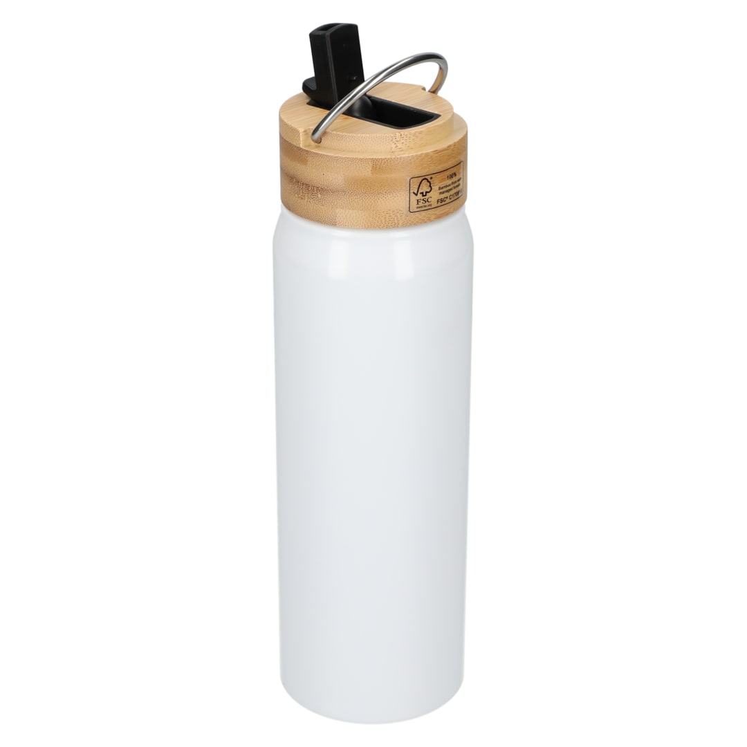 White Billy 26oz ECO Aluminum Bottle w/ FSC® Bamboo Lid plain