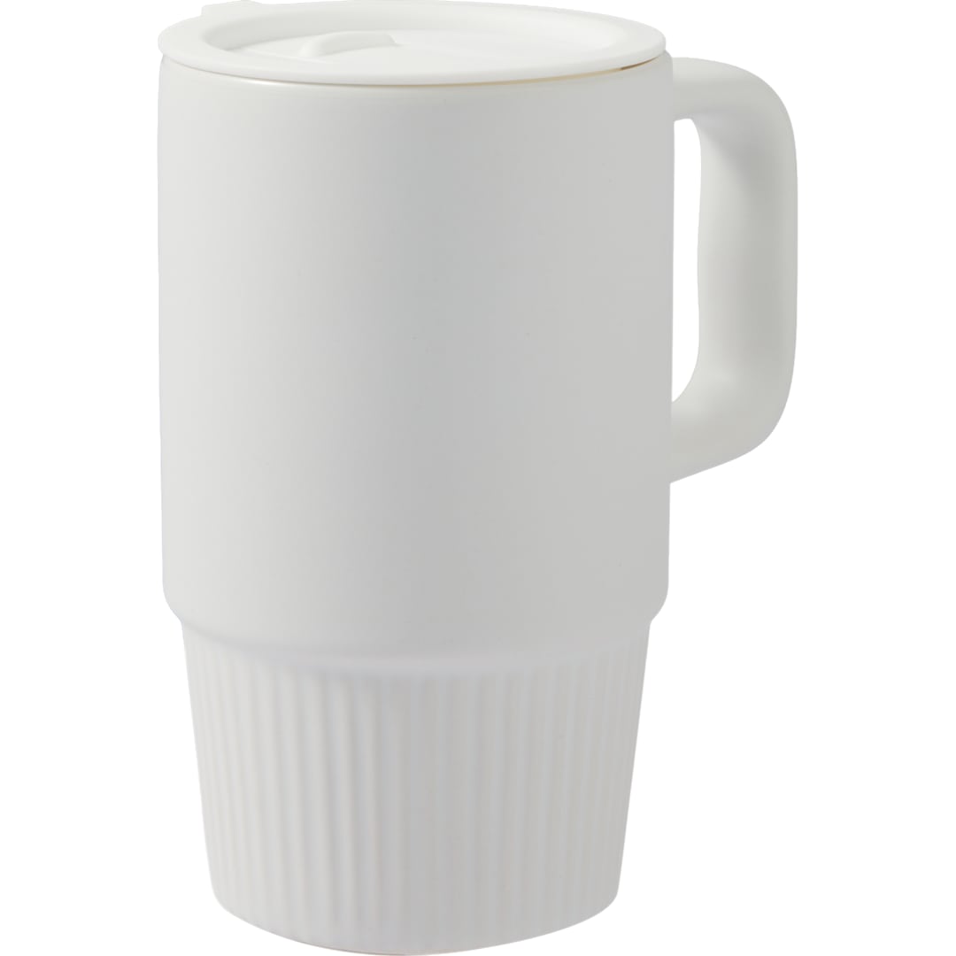 White Camden 13oz Ceramic Mug w/ Lid plain