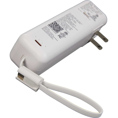 White ETL Listed 5000 mAh 20W PD Power Bank with AC Plug
