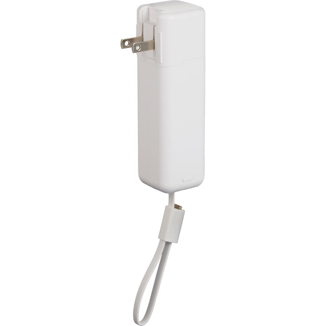 White ETL Listed 5000 mAh 20W PD Power Bank with AC Plug