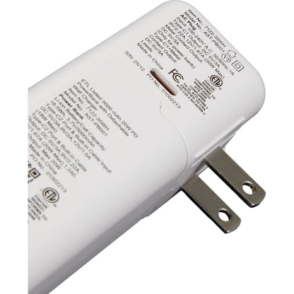 White ETL Listed 5000 mAh 20W PD Power Bank with AC Plug