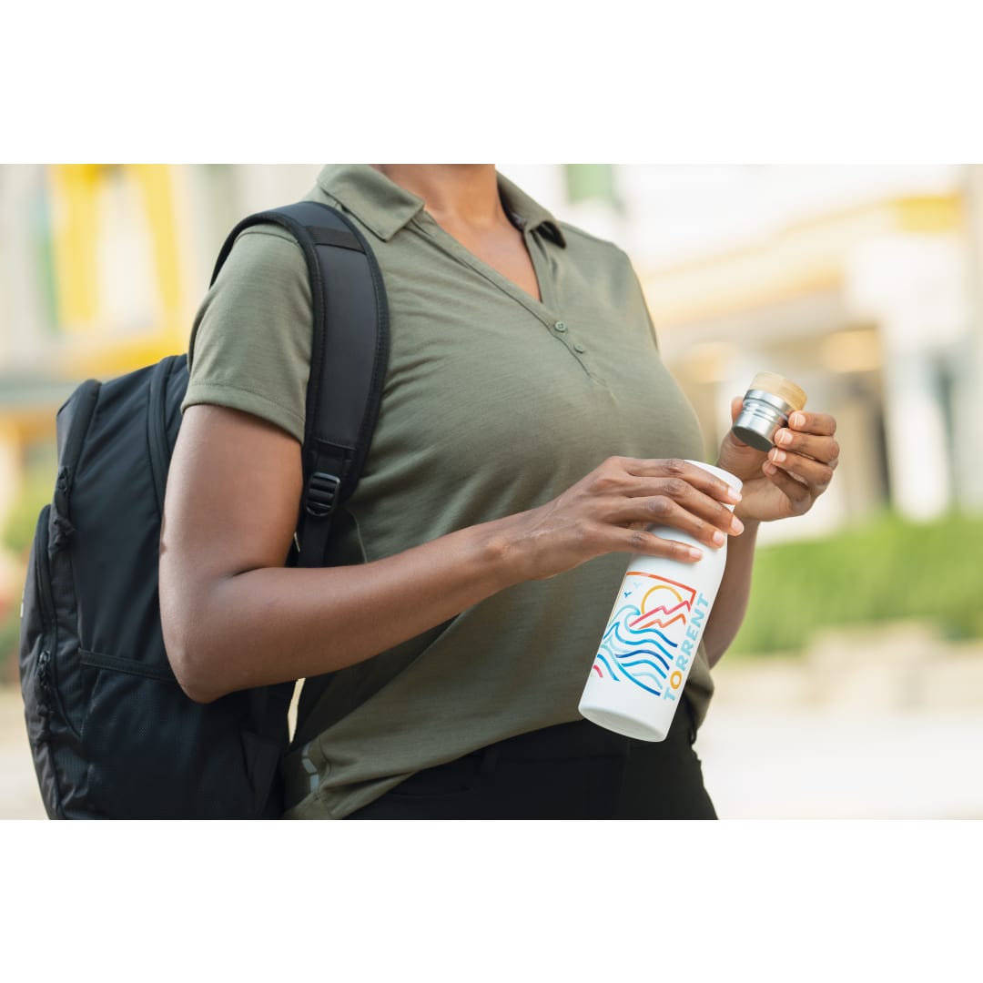 White FSC 100% Bamboo Cap 17oz Shaco Copper Vac Bottle
