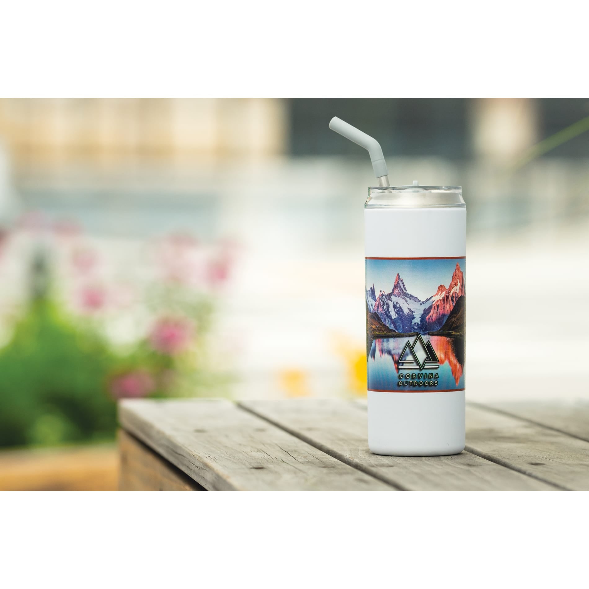 White Marka Copper Vac Tumbler w/ SS straw 20oz