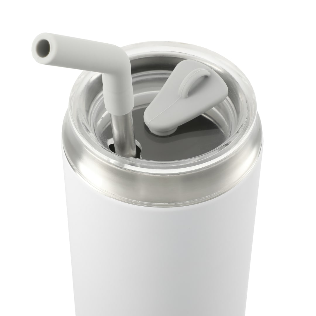 White Marka Copper Vac Tumbler w/ SS straw 20oz