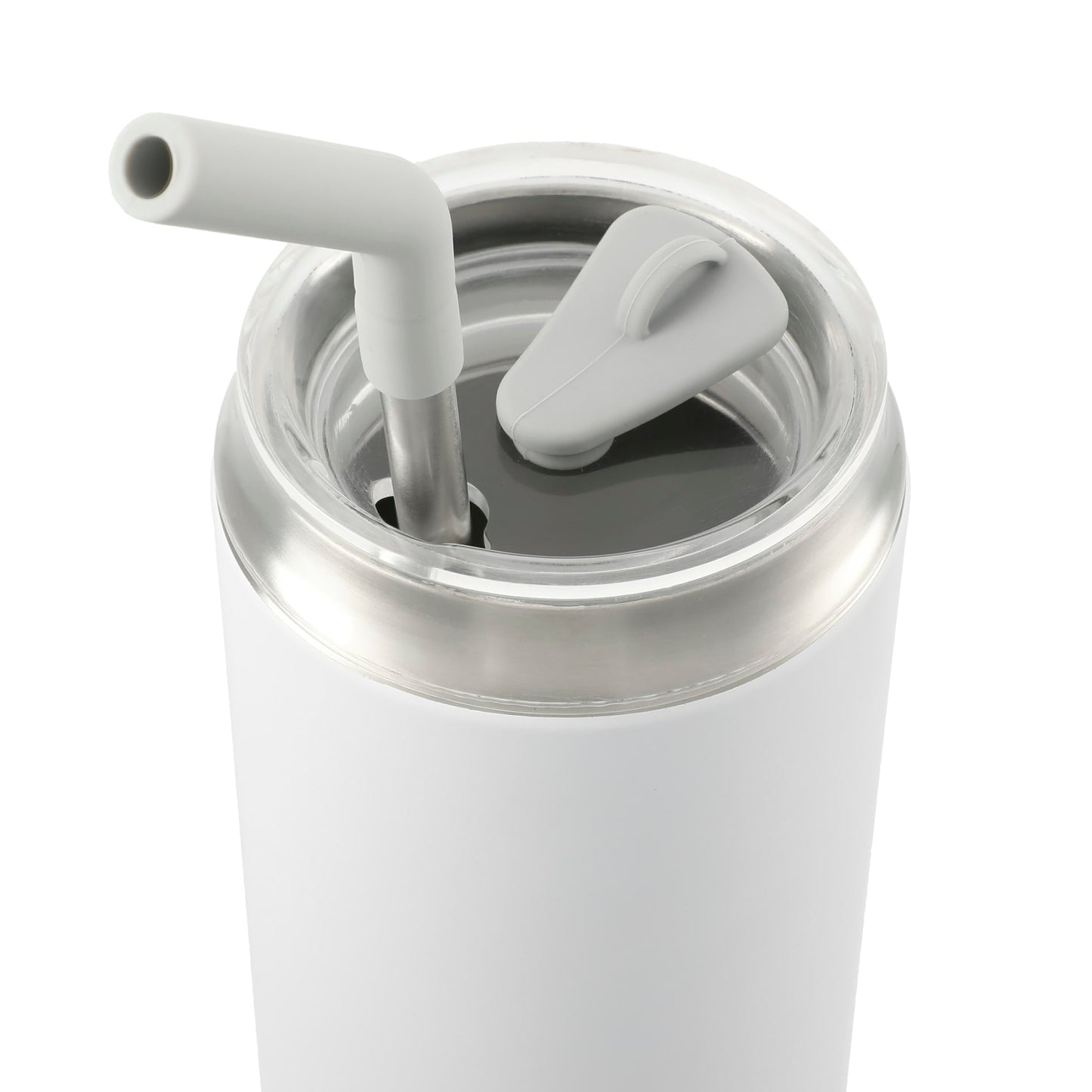 White Marka Copper Vac Tumbler w/ SS straw 20oz
