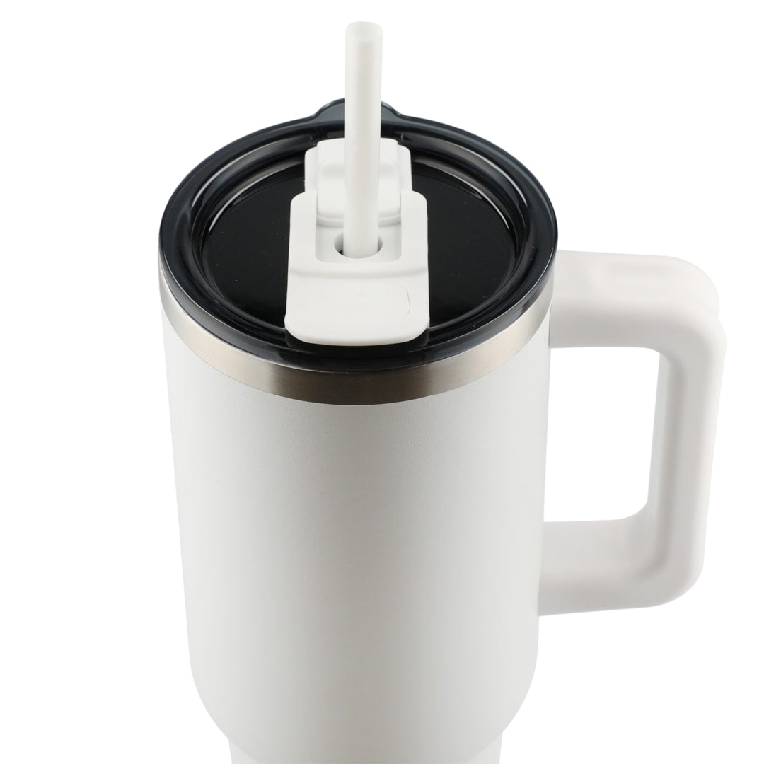 White Pinnacle Recycled Travel Tumbler with Straw 40oz plain