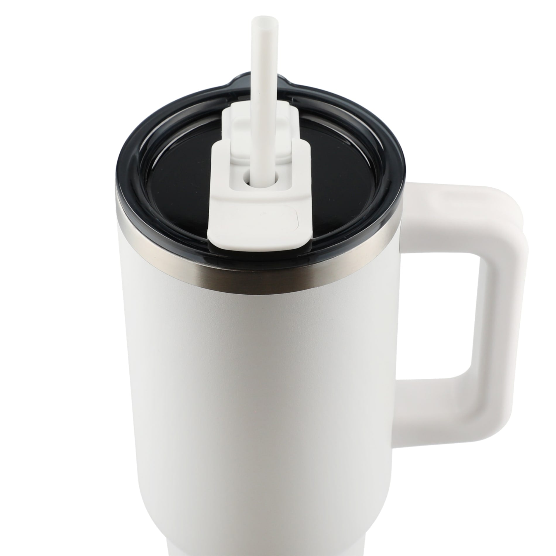 White Pinnacle Recycled Travel Tumbler with Straw 40oz plain