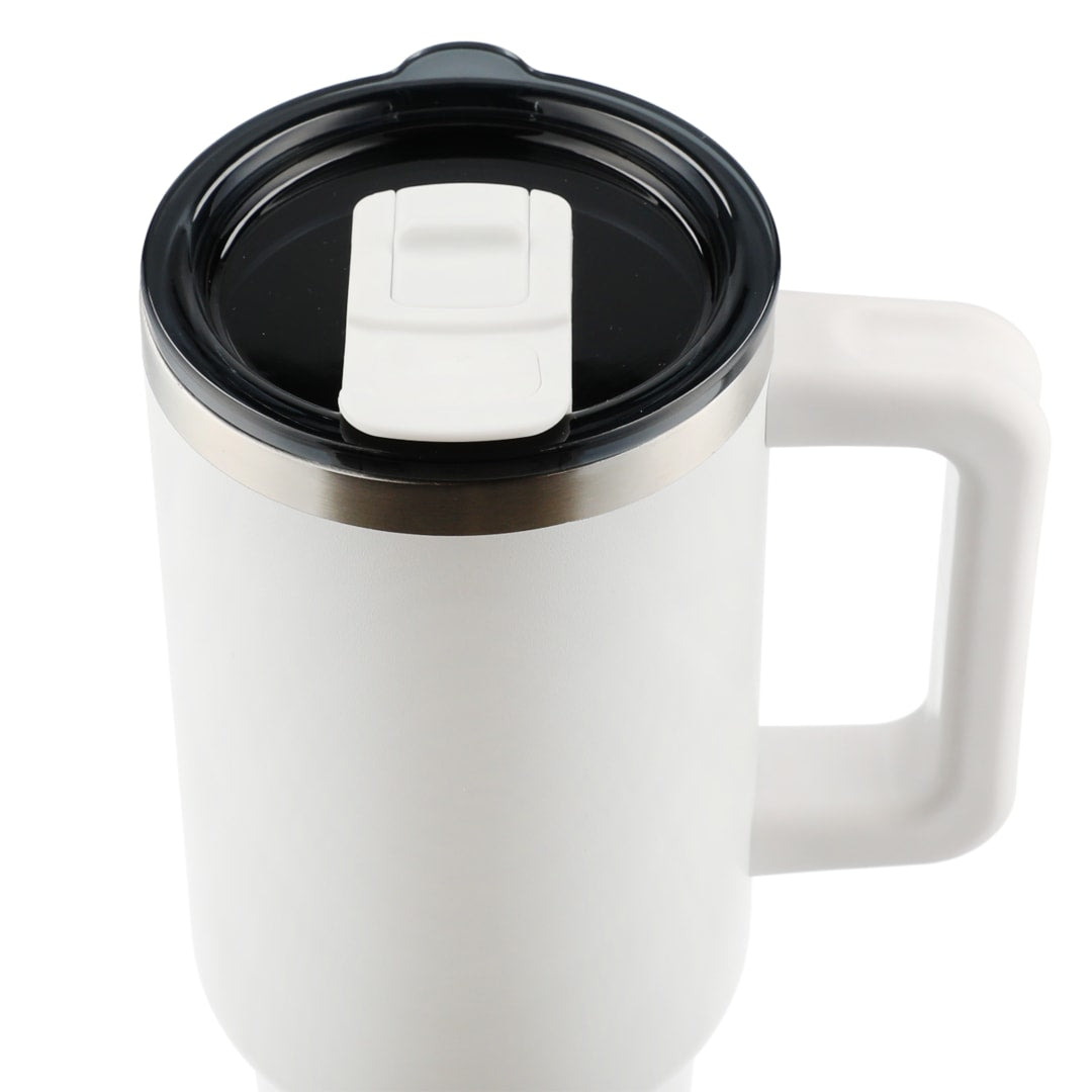 White Pinnacle Recycled Travel Tumbler with Straw 40oz plain