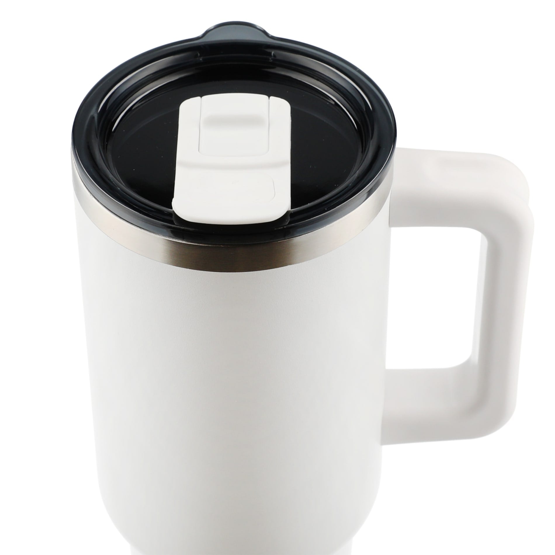 White Pinnacle Recycled Travel Tumbler with Straw 40oz plain
