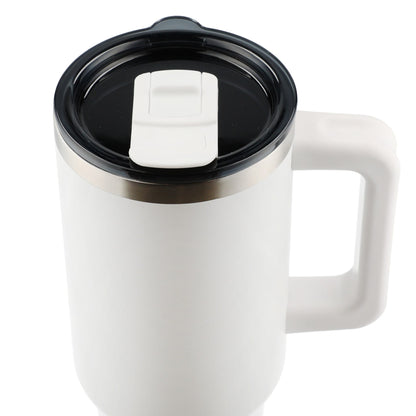 White Pinnacle Recycled Travel Tumbler with Straw 40oz plain