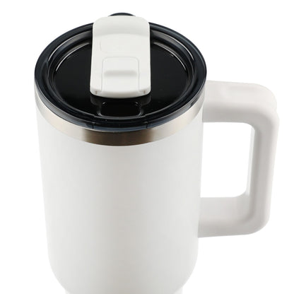 White Pinnacle Recycled Travel Tumbler with Straw 40oz plain
