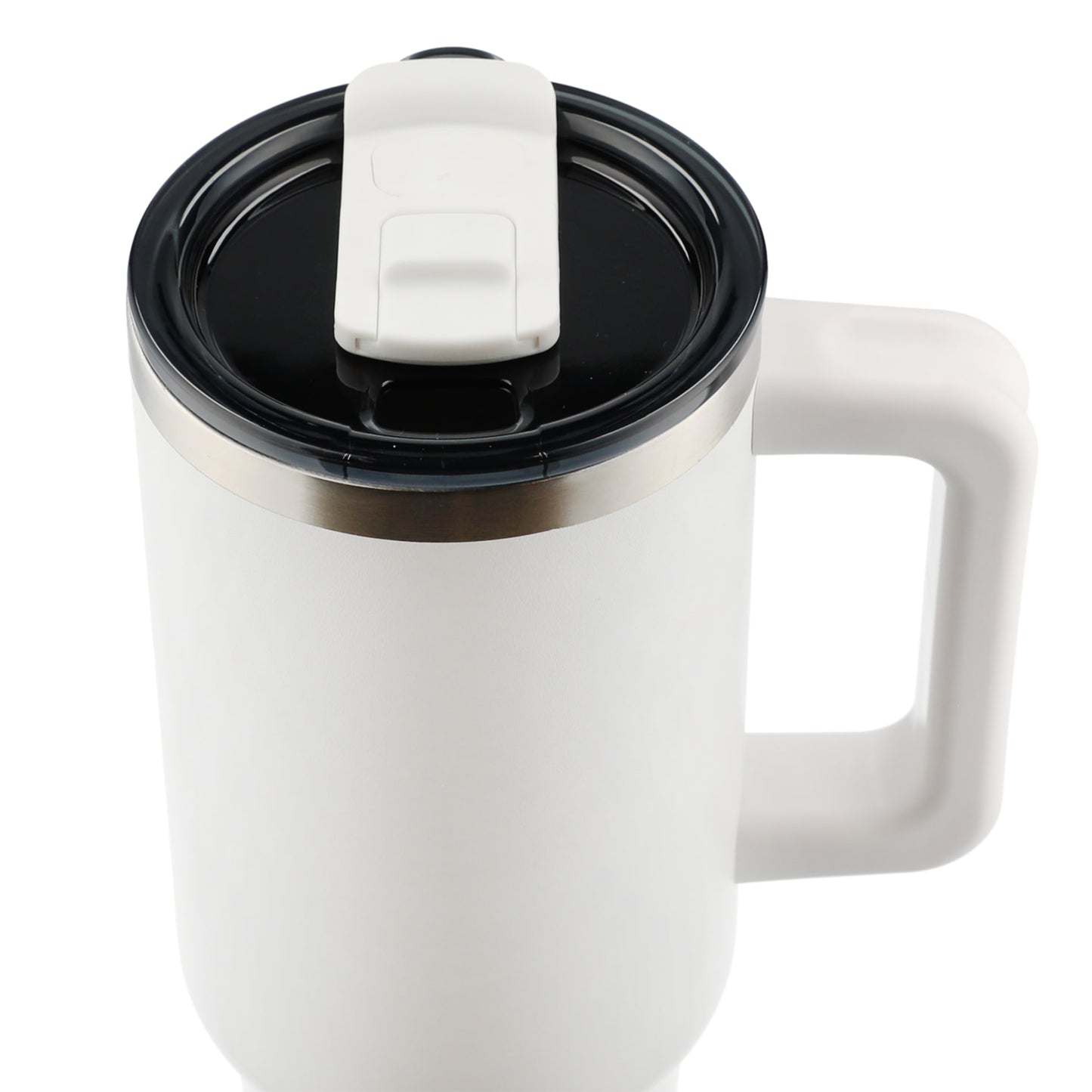 White Pinnacle Recycled Travel Tumbler with Straw 40oz plain
