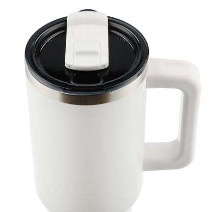 White Pinnacle Recycled Travel Tumbler with Straw 40oz plain